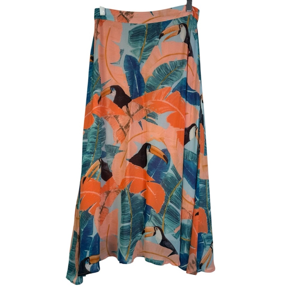 NWT FARM RIO Plantage Rio Toucan Forrest Midi Skirt Button Tropical Button XS - Picture 9 of 13